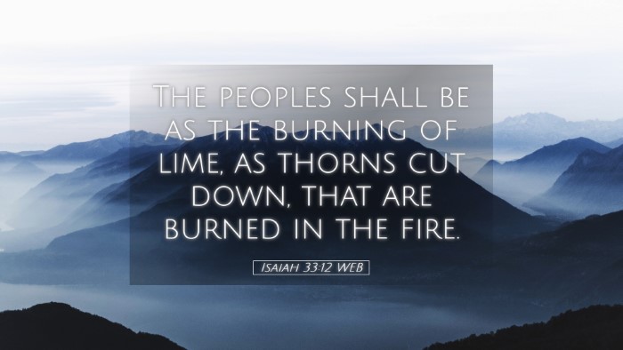 Picture 05 - Isaiah 33:12 WEB Desktop Wallpaper - The peoples shall be as the burning of lime, as - Desktop Bible Verse Wallpaper