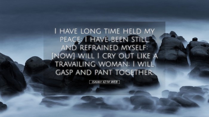 Picture 05 - Isaiah 42:14 WEB Desktop Wallpaper - I have long time held my peace; I have been - Desktop Bible Verse Wallpaper