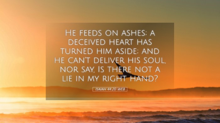 Picture 05 - Isaiah 44:20 WEB Desktop Wallpaper - He feeds on ashes; a deceived heart has turned - Desktop Bible Verse Wallpaper