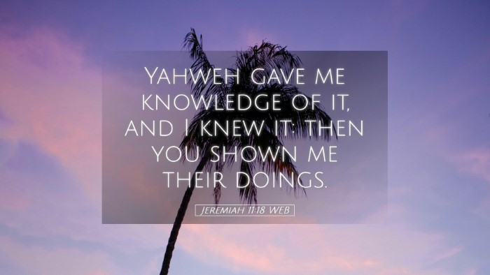 Picture 05 - Jeremiah 11:18 WEB Desktop Wallpaper - Yahweh gave me knowledge of it, and I knew it: - Desktop Bible Verse Wallpaper