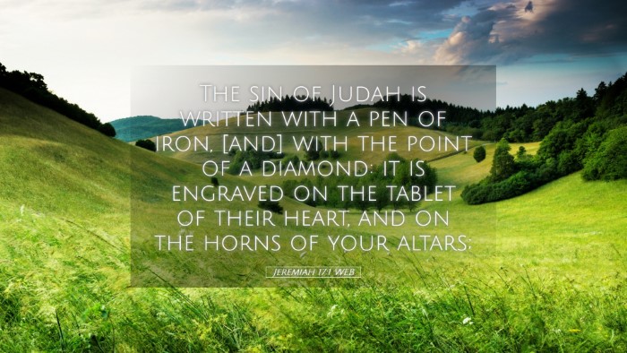 Picture 05 - Jeremiah 17:1 WEB Desktop Wallpaper - The sin of Judah is written with a pen of iron, - Desktop Bible Verse Wallpaper