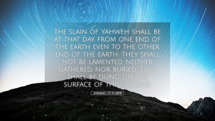 Picture 05 - Jeremiah 25:33 WEB Desktop Wallpaper - The slain of Yahweh shall be at that day from one - Desktop Bible Verse Wallpaper