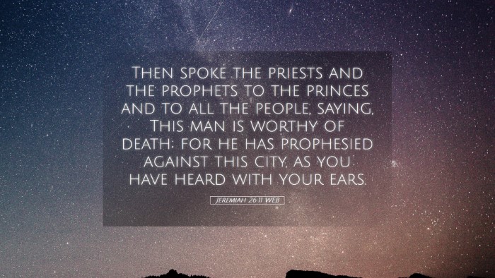 Picture 05 - Jeremiah 26:11 WEB Desktop Wallpaper - Then spoke the priests and the prophets to the - Desktop Bible Verse Wallpaper
