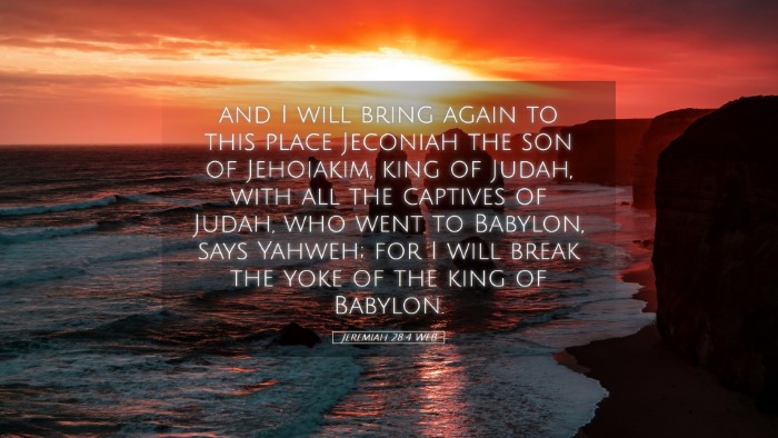 Picture 05 - Jeremiah 28:4 WEB Desktop Wallpaper - and I will bring again to this place Jeconiah the - Desktop Bible Verse Wallpaper
