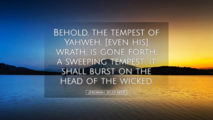Picture 05 - Jeremiah 30:23 WEB Desktop Wallpaper - Behold, the tempest of Yahweh, [even his] wrath, - Desktop Bible Verse Wallpaper