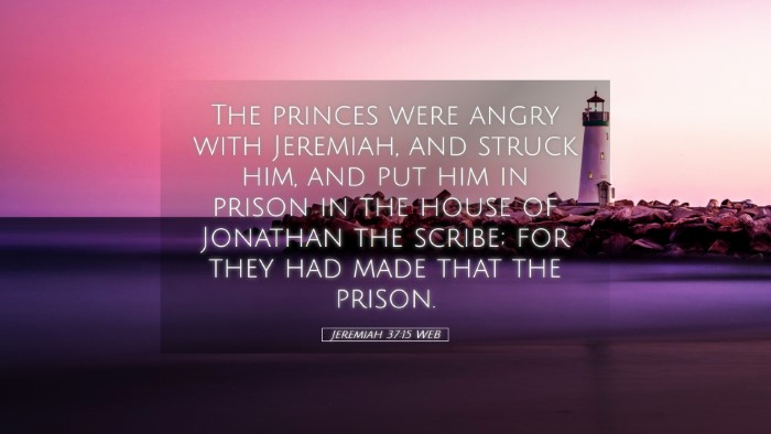 Picture 05 - Jeremiah 37:15 WEB Desktop Wallpaper - The princes were angry with Jeremiah, and struck - Desktop Bible Verse Wallpaper