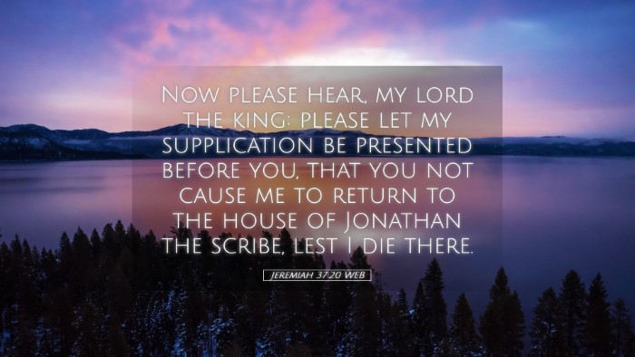 Picture 05 - Jeremiah 37:20 WEB Desktop Wallpaper - Now please hear, my lord the king: please let my - Desktop Bible Verse Wallpaper