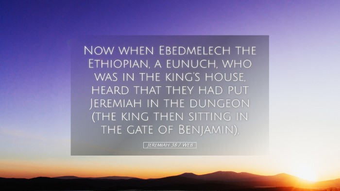 Picture 05 - Jeremiah 38:7 WEB Desktop Wallpaper - Now when Ebedmelech the Ethiopian, a eunuch, who - Desktop Bible Verse Wallpaper