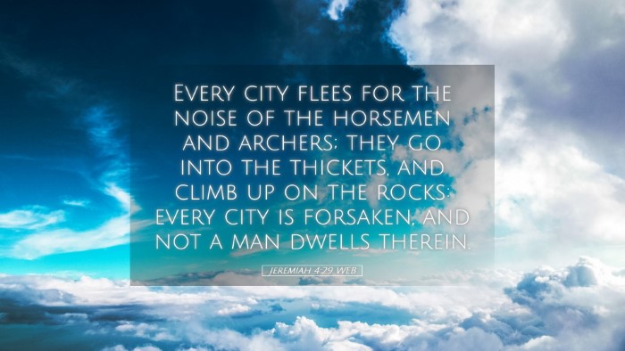 Picture 05 - Jeremiah 4:29 WEB Desktop Wallpaper - Every city flees for the noise of the horsemen - Desktop Bible Verse Wallpaper