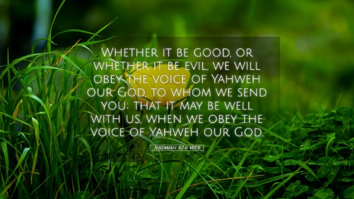 Picture 05 - Jeremiah 42:6 WEB Desktop Wallpaper - Whether it be good, or whether it be evil, we - Desktop Bible Verse Wallpaper