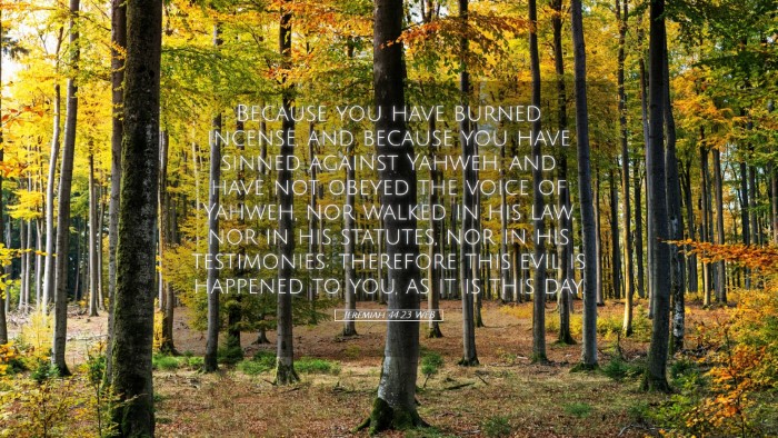 Picture 05 - Jeremiah 44:23 WEB Desktop Wallpaper - Because you have burned incense, and because you - Desktop Bible Verse Wallpaper