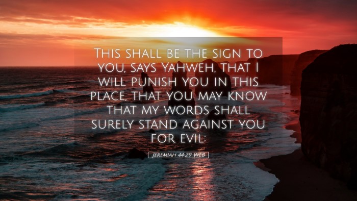 Picture 05 - Jeremiah 44:29 WEB Desktop Wallpaper - This shall be the sign to you, says Yahweh, that - Desktop Bible Verse Wallpaper