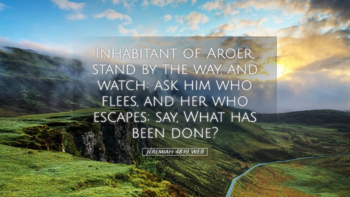 Picture 05 - Jeremiah 48:19 WEB Desktop Wallpaper - Inhabitant of Aroer, stand by the way, and watch: - Desktop Bible Verse Wallpaper