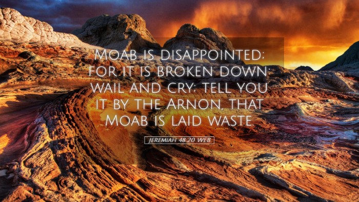 Picture 05 - Jeremiah 48:20 WEB Desktop Wallpaper - Moab is disappointed; for it is broken down: wail - Desktop Bible Verse Wallpaper