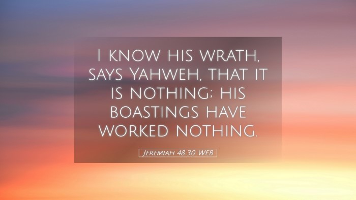 Picture 05 - Jeremiah 48:30 WEB Desktop Wallpaper - I know his wrath, says Yahweh, that it is - Desktop Bible Verse Wallpaper