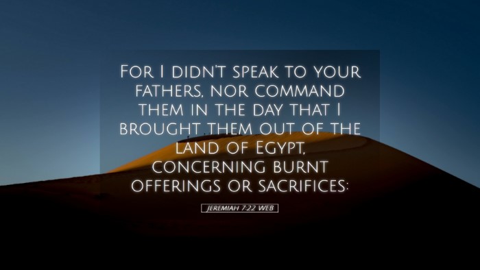 Picture 05 - Jeremiah 7:22 WEB Desktop Wallpaper - For I didn't speak to your fathers, nor command - Desktop Bible Verse Wallpaper
