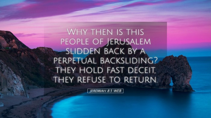 Picture 05 - Jeremiah 8:5 WEB Desktop Wallpaper - Why then is this people of Jerusalem slidden back - Desktop Bible Verse Wallpaper