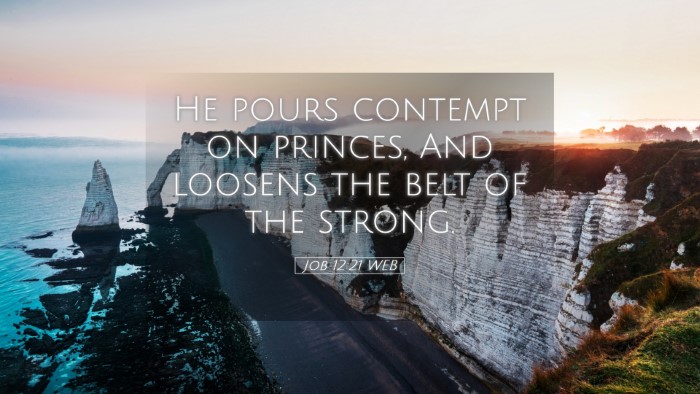 Picture 05 - Job 12:21 WEB Desktop Wallpaper - He pours contempt on princes, And loosens the - Desktop Bible Verse Wallpaper