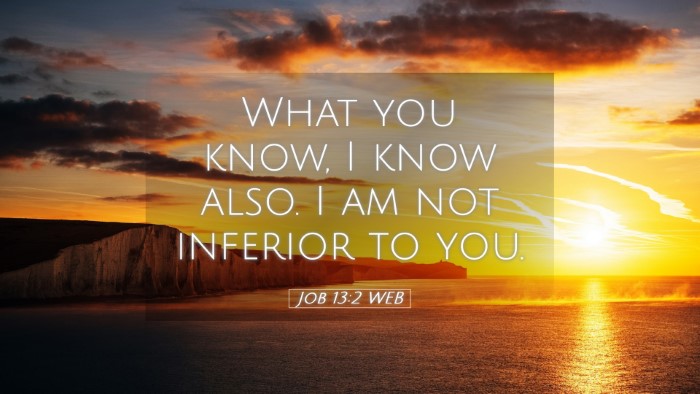 Picture 05 - Job 13:2 WEB Desktop Wallpaper - What you know, I know also. I am not inferior to - Desktop Bible Verse Wallpaper