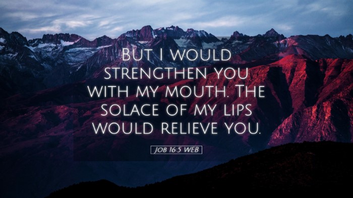 Picture 05 - Job 16:5 WEB Desktop Wallpaper - But I would strengthen you with my mouth. The - Desktop Bible Verse Wallpaper
