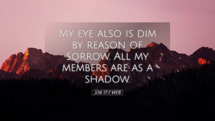 Picture 05 - Job 17:7 WEB Desktop Wallpaper - My eye also is dim by reason of sorrow. All my - Desktop Bible Verse Wallpaper