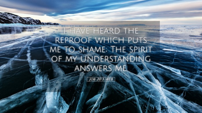 Picture 05 - Job 20:3 WEB Desktop Wallpaper - I have heard the reproof which puts me to shame; - Desktop Bible Verse Wallpaper