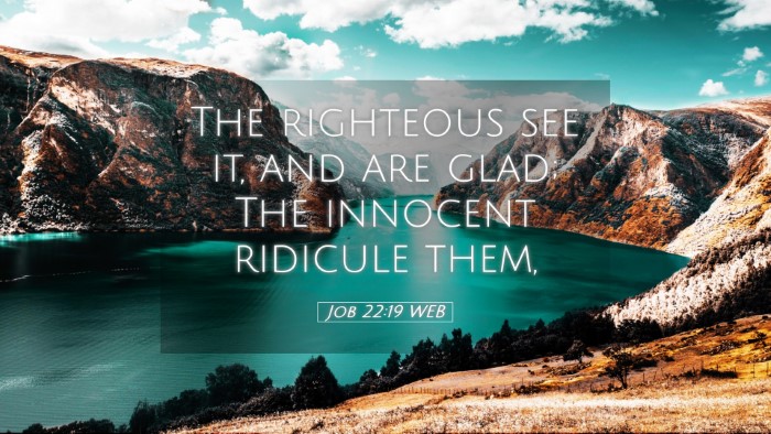 Picture 05 - Job 22:19 WEB Desktop Wallpaper - The righteous see it, and are glad; The innocent - Desktop Bible Verse Wallpaper