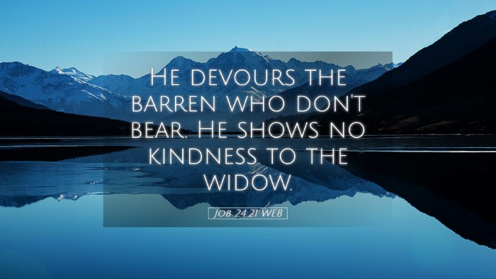 Picture 05 - Job 24:21 WEB Desktop Wallpaper - He devours the barren who don't bear. He shows no - Desktop Bible Verse Wallpaper