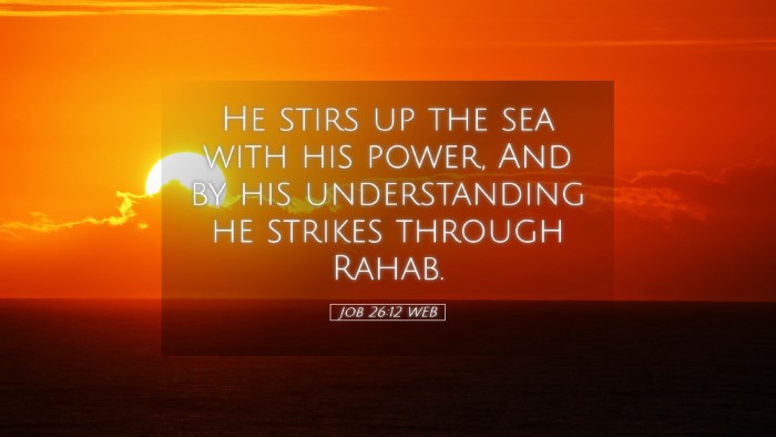 Picture 05 - Job 26:12 WEB Desktop Wallpaper - He stirs up the sea with his power, And by his - Desktop Bible Verse Wallpaper