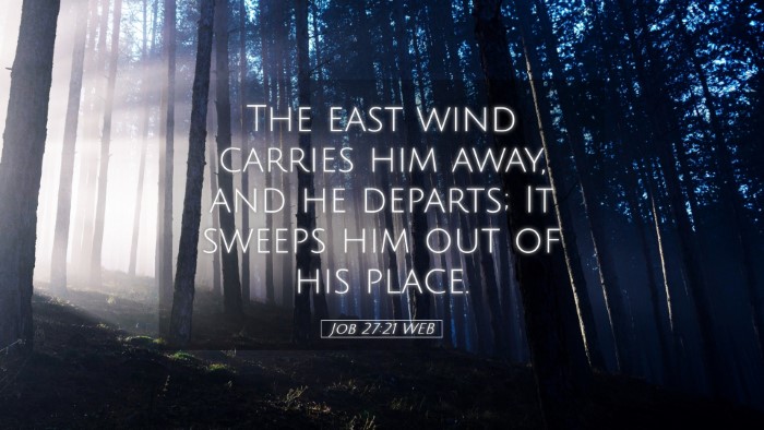 Picture 05 - Job 27:21 WEB Desktop Wallpaper - The east wind carries him away, and he departs; - Desktop Bible Verse Wallpaper