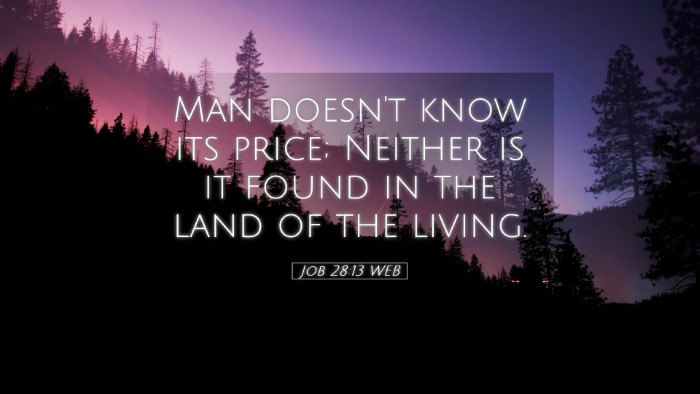 Picture 05 - Job 28:13 WEB Desktop Wallpaper - Man doesn't know its price; Neither is it found - Desktop Bible Verse Wallpaper
