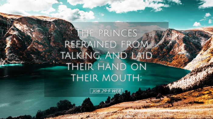 Picture 05 - Job 29:9 WEB Desktop Wallpaper - The princes refrained from talking, And laid - Desktop Bible Verse Wallpaper