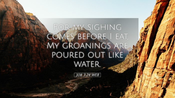 Picture 05 - Job 3:24 WEB Desktop Wallpaper - For my sighing comes before I eat, My groanings - Desktop Bible Verse Wallpaper