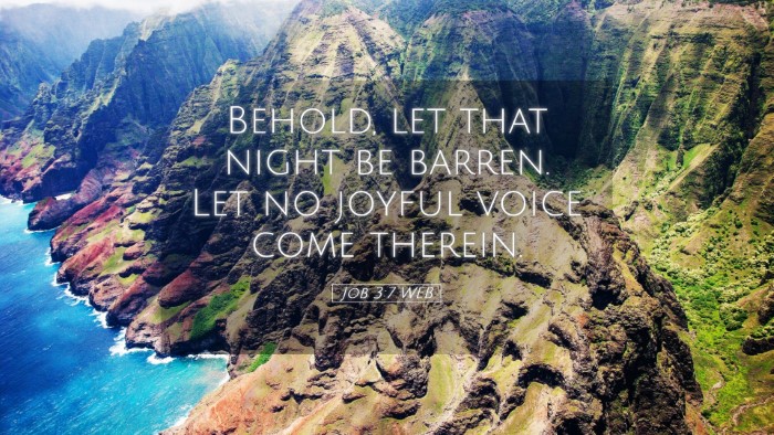 Picture 05 - Job 3:7 WEB Desktop Wallpaper - Behold, let that night be barren. Let no joyful - Desktop Bible Verse Wallpaper
