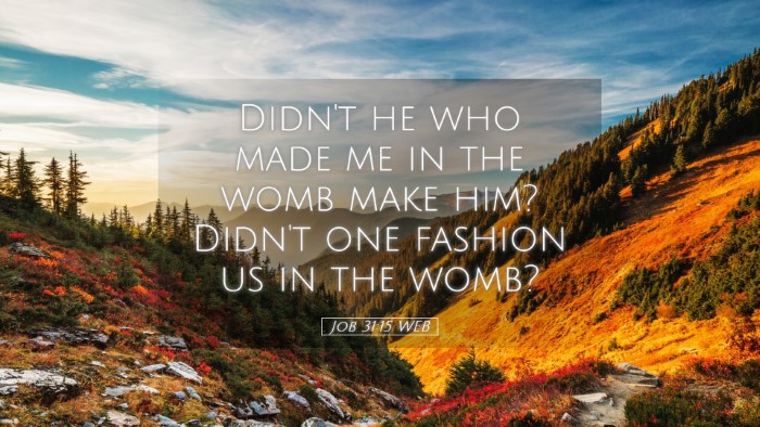 Picture 05 - Job 31:15 WEB Desktop Wallpaper - Didn't he who made me in the womb make him? - Desktop Bible Verse Wallpaper