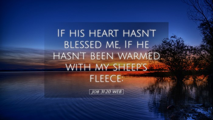 Picture 05 - Job 31:20 WEB Desktop Wallpaper - If his heart hasn't blessed me, If he hasn't been - Desktop Bible Verse Wallpaper