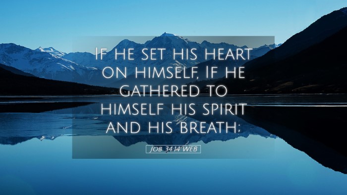 Picture 05 - Job 34:14 WEB Desktop Wallpaper - If he set his heart on himself, If he gathered to - Desktop Bible Verse Wallpaper