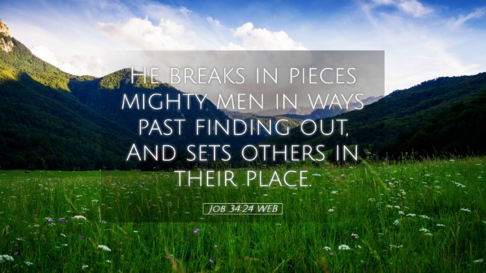 Picture 05 - Job 34:24 WEB Desktop Wallpaper - He breaks in pieces mighty men in ways past - Desktop Bible Verse Wallpaper