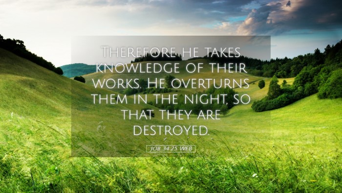 Picture 05 - Job 34:25 WEB Desktop Wallpaper - Therefore he takes knowledge of their works. He - Desktop Bible Verse Wallpaper