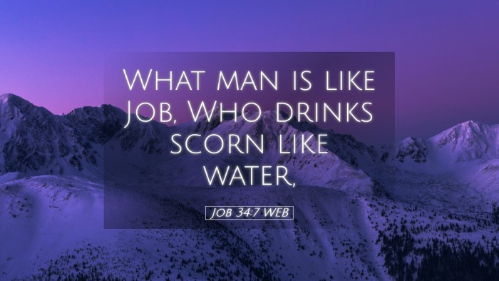 Picture 05 - Job 34:7 WEB Desktop Wallpaper - What man is like Job, Who drinks scorn like - Desktop Bible Verse Wallpaper