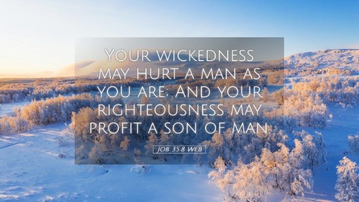 Picture 05 - Job 35:8 WEB Desktop Wallpaper - Your wickedness may hurt a man as you are; And - Desktop Bible Verse Wallpaper