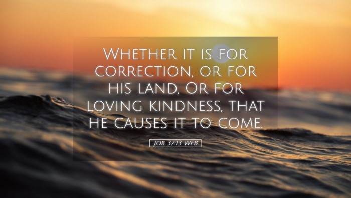 Picture 05 - Job 37:13 WEB Desktop Wallpaper - Whether it is for correction, or for his land, Or - Desktop Bible Verse Wallpaper