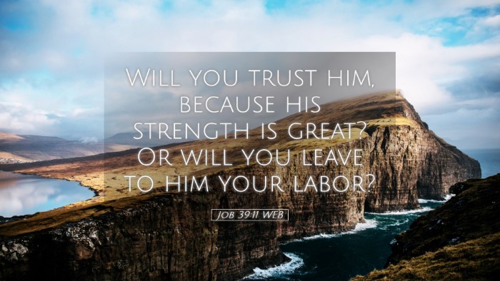 Picture 05 - Job 39:11 WEB Desktop Wallpaper - Will you trust him, because his strength is - Desktop Bible Verse Wallpaper