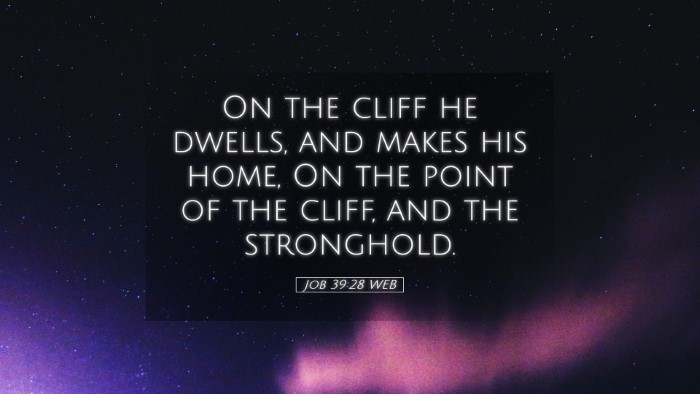 Picture 05 - Job 39:28 WEB Desktop Wallpaper - On the cliff he dwells, and makes his home, On - Desktop Bible Verse Wallpaper