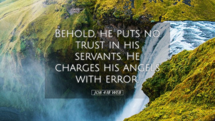 Picture 05 - Job 4:18 WEB Desktop Wallpaper - Behold, he puts no trust in his servants. He - Desktop Bible Verse Wallpaper