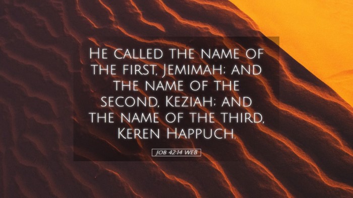 Picture 05 - Job 42:14 WEB Desktop Wallpaper - He called the name of the first, Jemimah; and the - Desktop Bible Verse Wallpaper