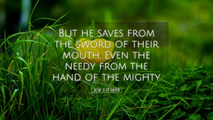 Picture 05 - Job 5:15 WEB Desktop Wallpaper - But he saves from the sword of their mouth, Even - Desktop Bible Verse Wallpaper
