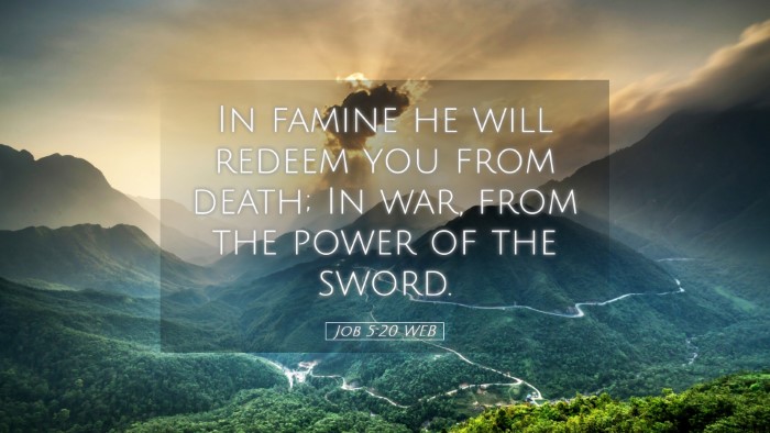 Picture 05 - Job 5:20 WEB Desktop Wallpaper - In famine he will redeem you from death; In war, - Desktop Bible Verse Wallpaper