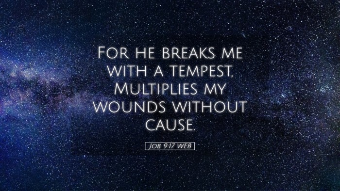 Picture 05 - Job 9:17 WEB Desktop Wallpaper - For he breaks me with a tempest, Multiplies my - Desktop Bible Verse Wallpaper