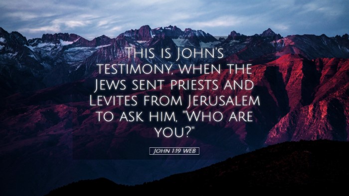 Picture 05 - John 1:19 WEB Desktop Wallpaper - This is John's testimony, when the Jews sent - Desktop Bible Verse Wallpaper